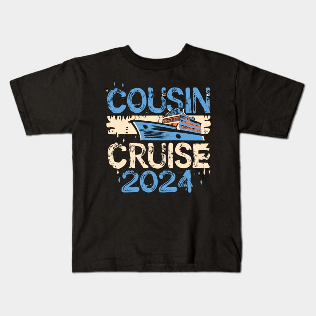 Funny Cousin Cruise 2024 Retro Family Matching Reunion Trip Kids T-Shirt by AimArtStudio